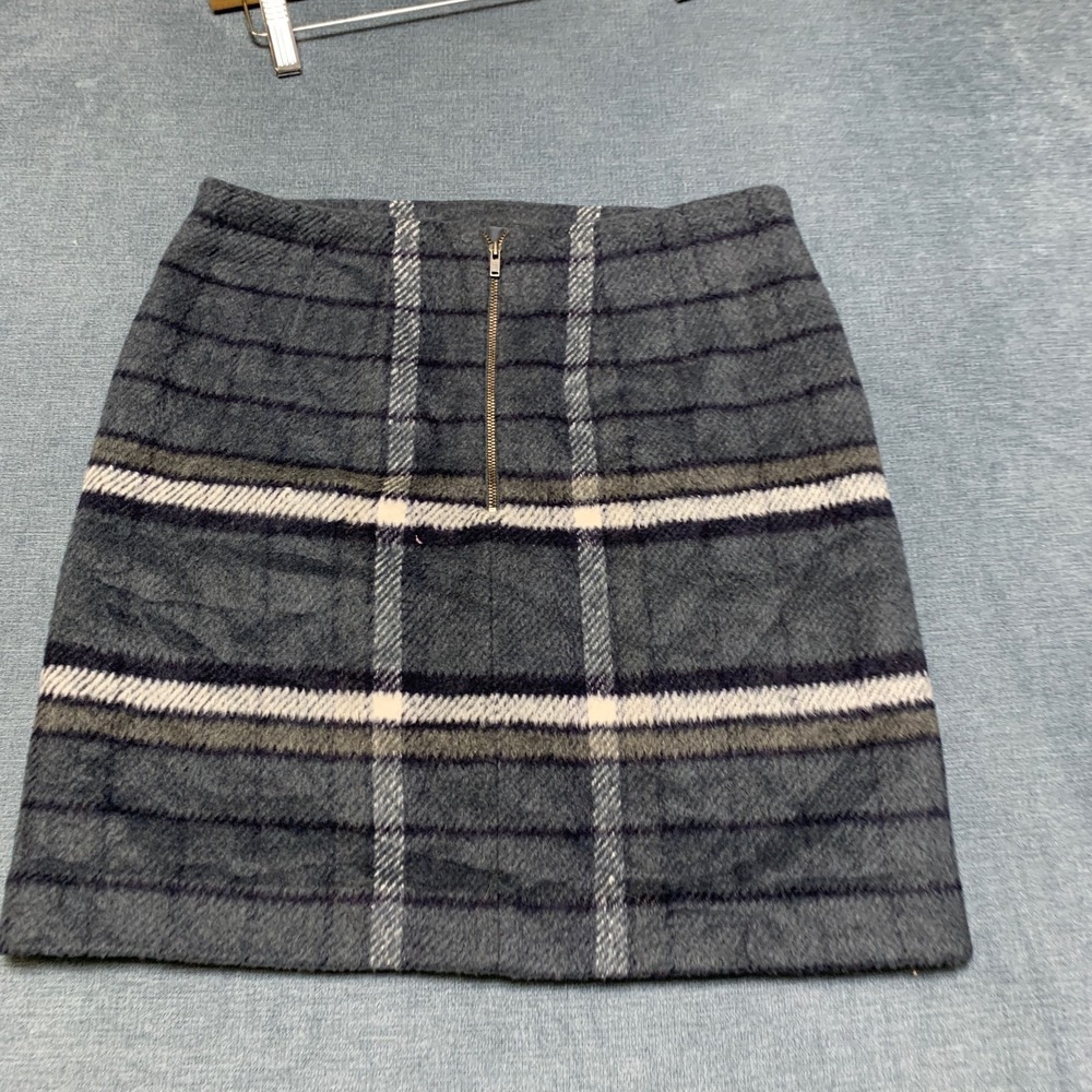 Loft Mini Skirt Womens 2 Petite Gray Plaid Fleece Lined Front Zip Casual Outdoor